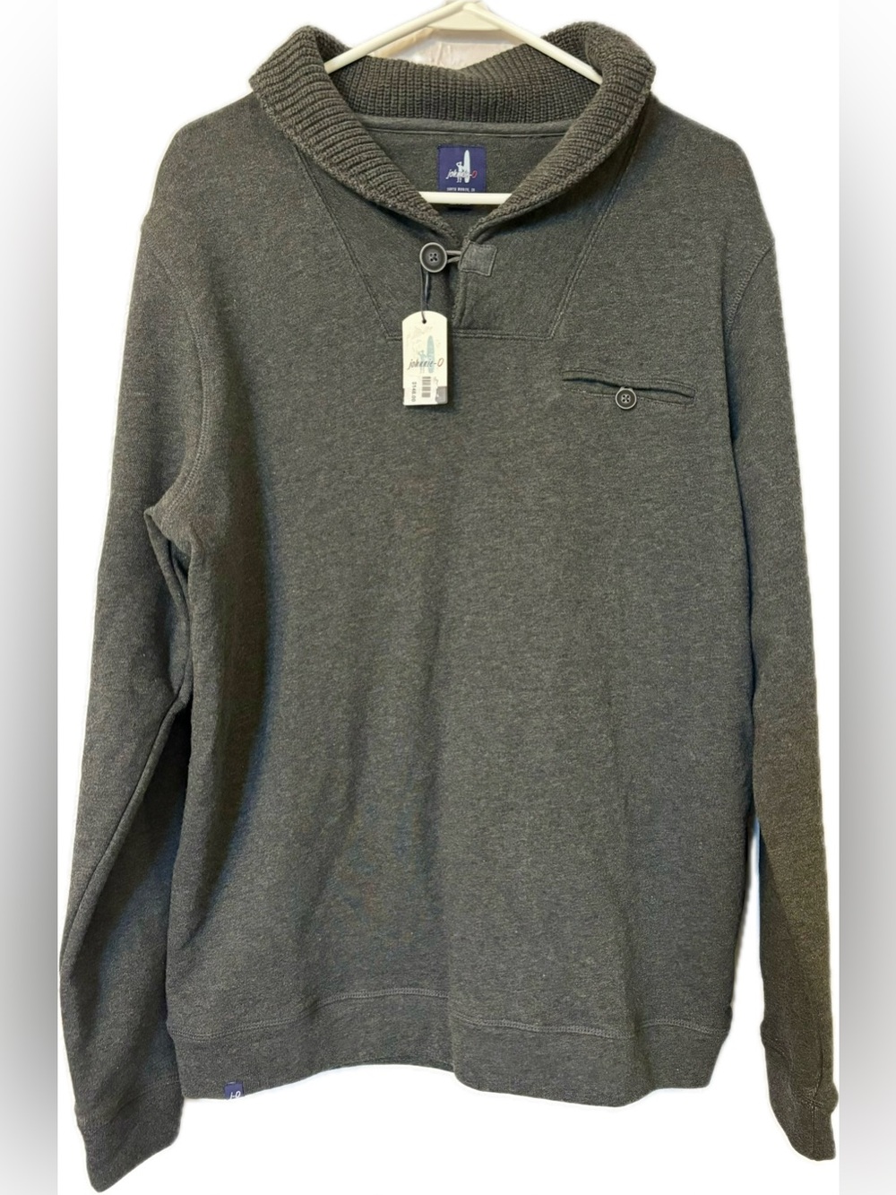 Johnnie-O Men’s Leeds Hangin Out Shawl Collar Pullover - Size M - Charcoal